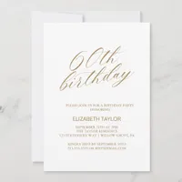 Sixty | Modern Gold & Blue 60th Birthday Party Invitation