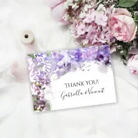 Purple Lilac Flowers Watercolor Wedding Thank You