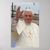 Pope Benedict XVI Waving to the Crowd Poster