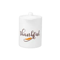 Feather Boho Native Thankful Typography Teapot