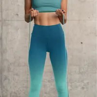 Modern Light Teal and Ocean Blue Gradient Capri Leggings