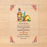 Tacos & Tequila Mexican Fiesta Wedding Transparent Acrylic Invitations