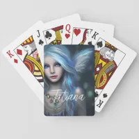 Personalized Ethereal Mystical Blue Fairy Poker Cards