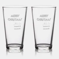 Merry Christmas All Our Love 'Names" etched Pint Glass