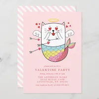 Mermaid Cat Cute Valentine's Day Party Invitation