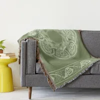 Celtic Knotwork Fish in Green Throw Blanket