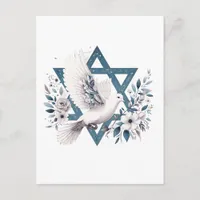 Peace Dove and Star of David Flowers Postcard