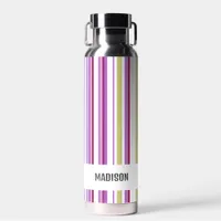 Trendy Modern Personalized Stripes Water Bottle