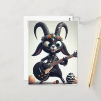 Black Goat Playing Guitar Happy Easter Postcard