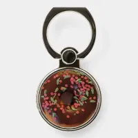 Chocolate Frosted Donut with Sprinkles Phone Ring Stand