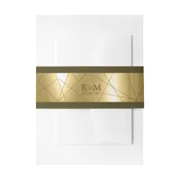 Metallic Geometric Wedding Gold ID648 Invitation Belly Band