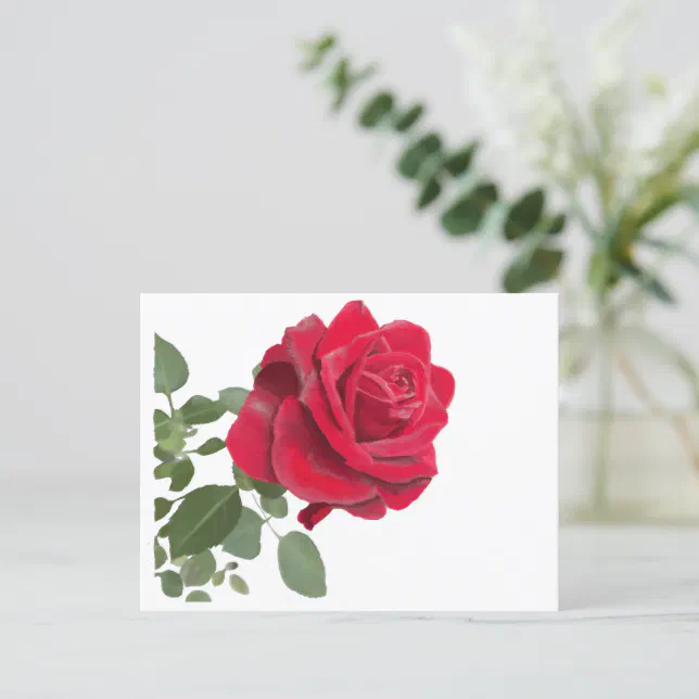 Red Painting Rose Postcard
