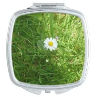 Pretty Little White and Yellow Miniature Daisy Makeup Mirror