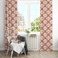 Terracotta & White Seashell Coastal Blackout Curtains