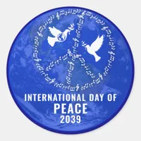 World Peace Dove Peace on Earth Day Logo QR Code Classic Round Sticker