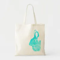 Simple Minimal Blue-Green Easter Bunny  Tote Bag