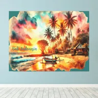 Watercolor Sketch Bali Indonesia Tropical | Canvas Print