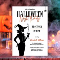 Black Witch Silhouette Halloween Night Party Invitation