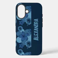 Navy Blue Tropical Vibes iPhone 16 Case