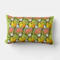 Pumpkins, Soup and Striped Background Lumbar Pillow