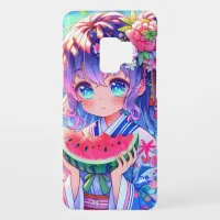 Cute Anime Girl Eating Watermelon on a Summer Day Case-Mate Samsung Galaxy S9 Case