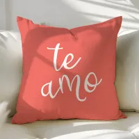 Chic Coral and White Spanish I Love You Te Amo Throw Pillow