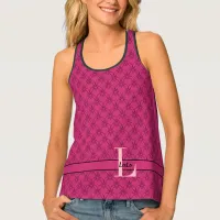 Beetroot Purple & Pink Hearts Monogram & Name  Tank Top