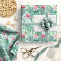 Tropical Flamingo, Palms, Pineapple Pattern ID926 Wrapping Paper
