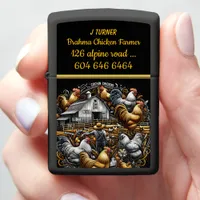 Vibrant Cochin Chickens on a Sunny Farm Afternoon Zippo Lighter