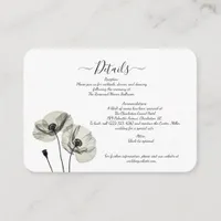 Simple Elegant Minimalism Black and White Poppies  Enclosure Card