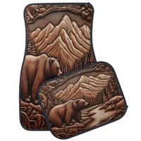 Leather-Inspired Bear in Nature Car Floor Mat