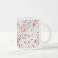 Cherry Blossom Frosted Glass Coffee Mug