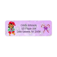 Cute Holiday Christmas Elf and Candy Canes Label