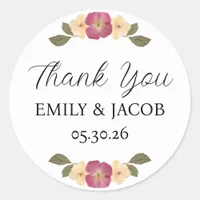 Elegant Wildflower Garden Boho Wedding Thank You Classic Round Sticker