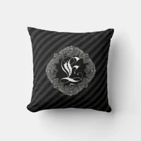 Elegant Goth Initial E Throw Pillow