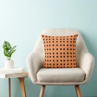 Orange and Black Polka Dot Pattern Throw Pillow