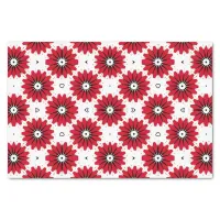 Red & White Organized Floral Geometric Pattern Tissue Paper