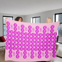 Pink retro pattern in trendy style with monogram fleece blanket