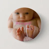 It's a Girl Button with cute baby