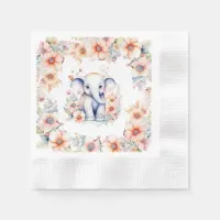 Cute Baby Elephant Girl's Baby Shower  Napkins