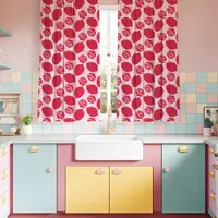 Pink Lemons Kitschy Kitchen Curtains