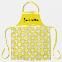 Any Name Cute Floral Daisy Pattern All-Over Print Apron