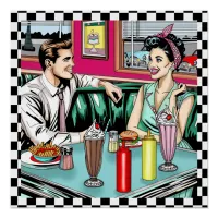 Retro 1950's Couple at Diner  Poster