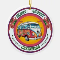 Merry Christmas Hippie Van Ornament