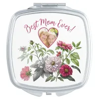 Magenta Accent Floral Mother's Day Photo Compact Mirror