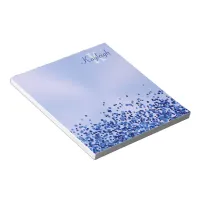 Simple Blue Brushed Metal and Glitter Monogram | Notepad