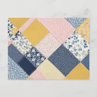 Patchwork Patterned Retro Pretty Picture Postcard