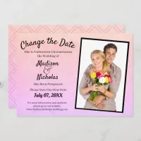 Change the Date Add Photo Wedding Pink Parchment Save The Date