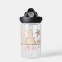 Cute Girls Sandcastle Ocean Kids School  Water Bottle