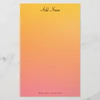 Gold Peach Ombre Personalized Stationery